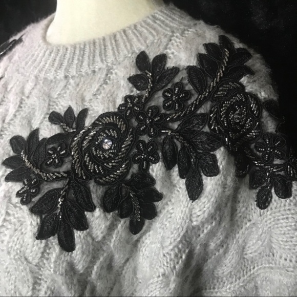 💎 Topshop floral embroidered chunky cable knit - Picture 3 of 8